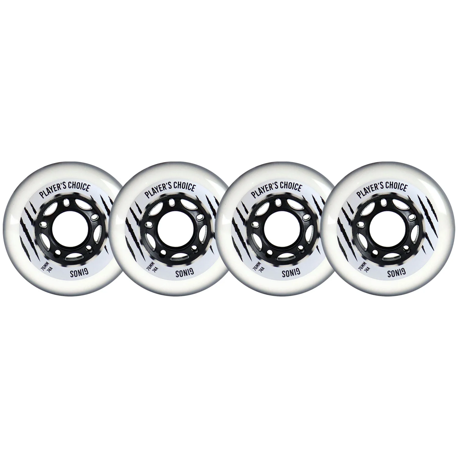 Player's Choice Indoor Roller Hockey Wheels 76mm Ginos 74A 4-Pack