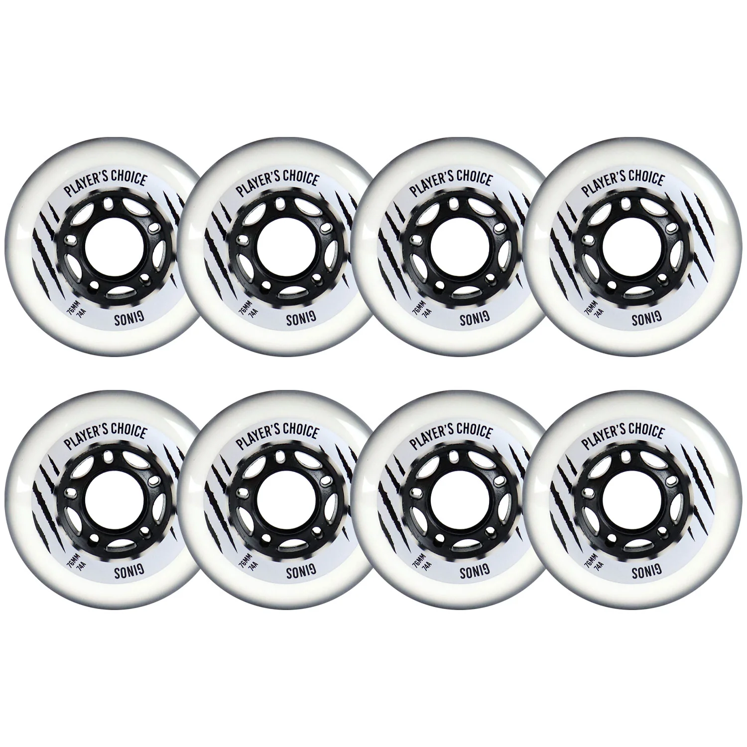 Player's Choice Indoor Roller Hockey Wheels 76mm Ginos 74A 8-Pack