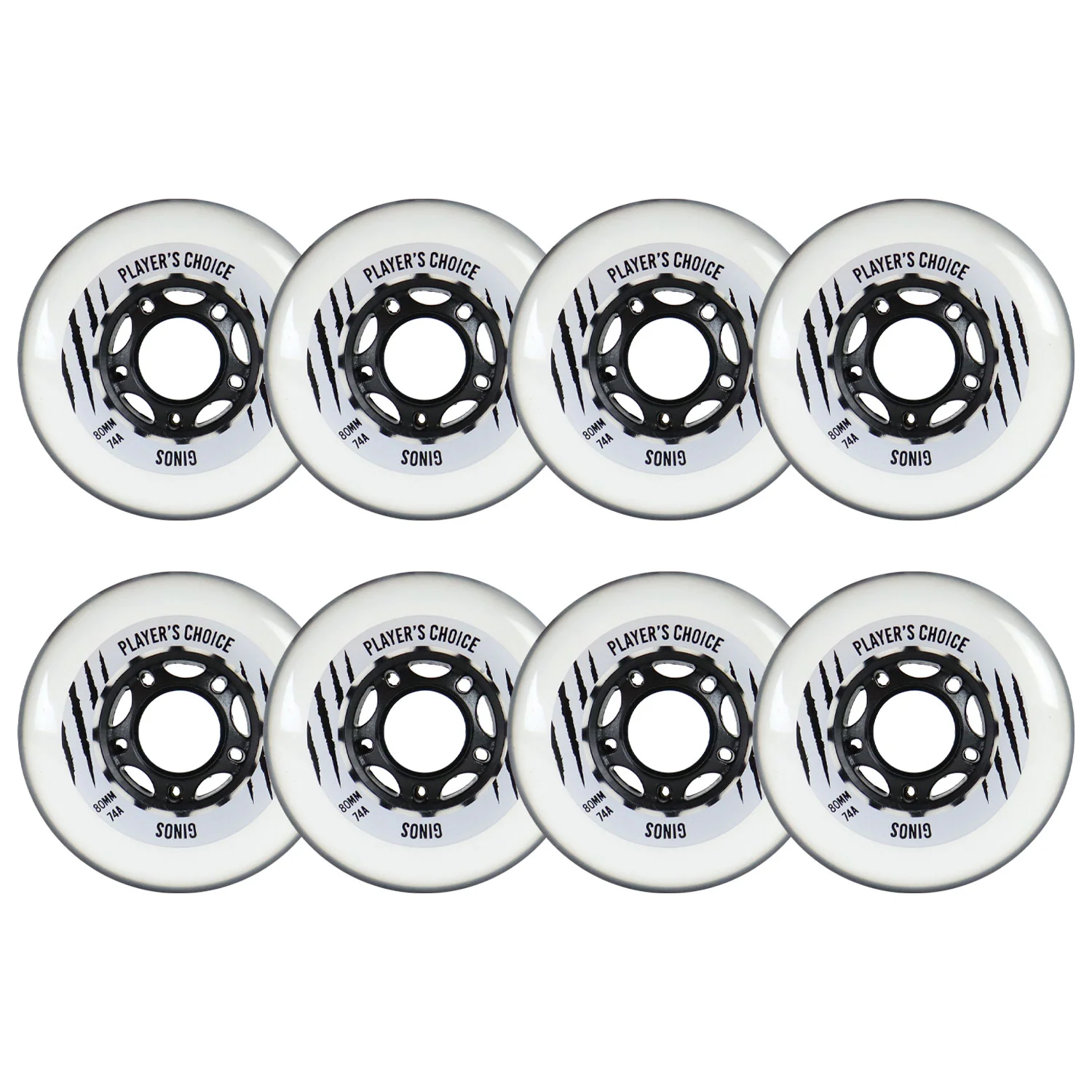 Player's Choice Indoor Roller Hockey Wheels 80mm Ginos 74A 8-Pack
