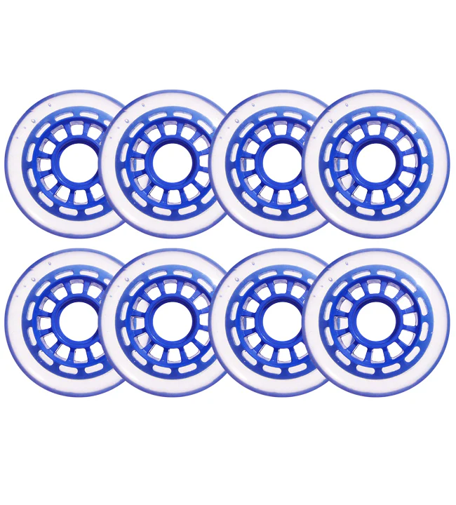 Player's Choice Roller Hockey Wheels - 12-Spoke Hub 76mm 78A Blue (8-Pack)