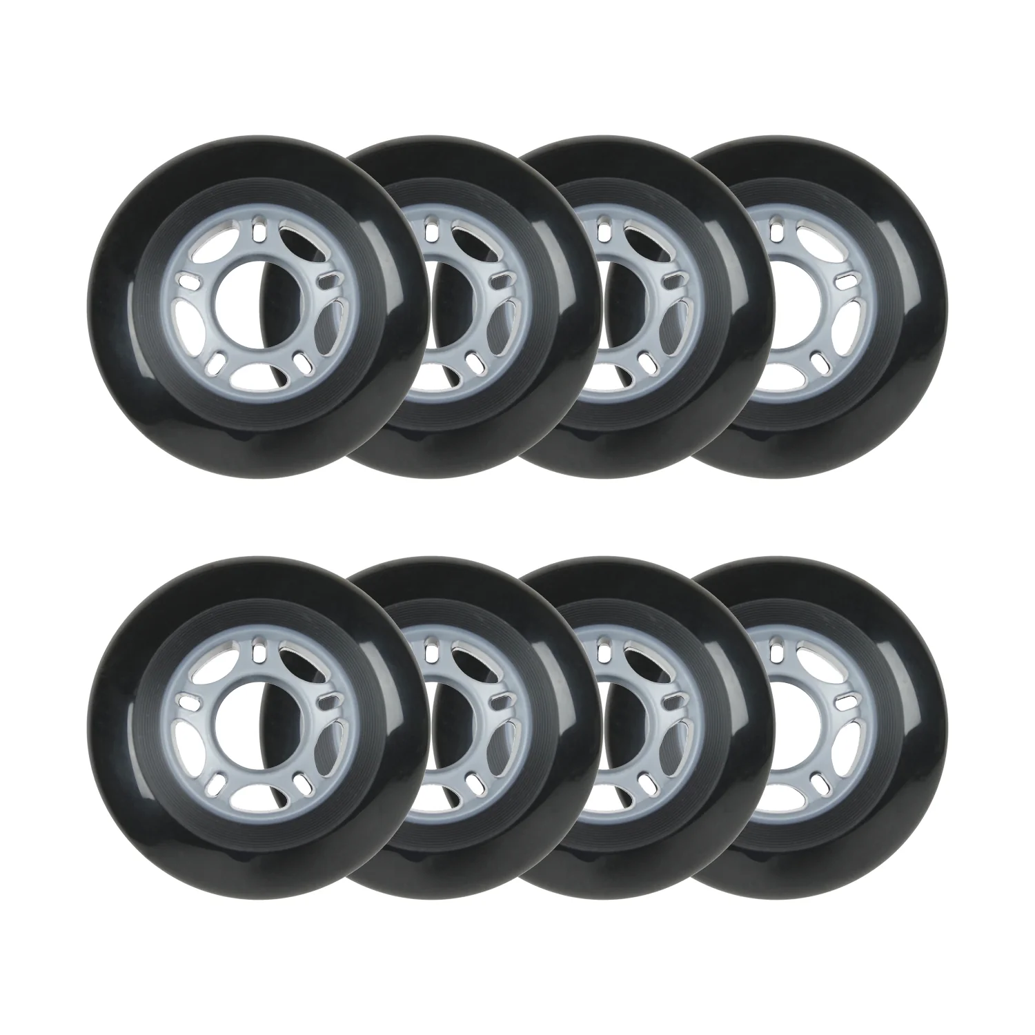 Player's Choice Roller Hockey Wheels - 5-Spoke Hub 68/72 Youth HiLo 82A Black (8-Pack)