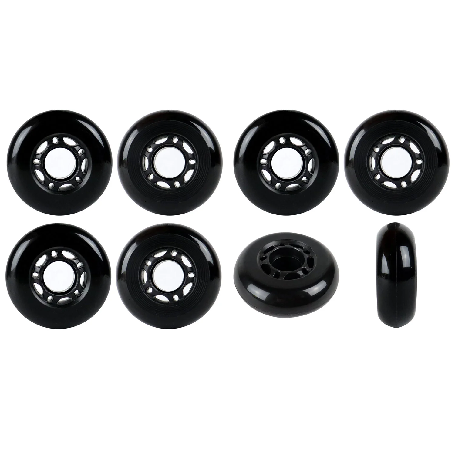 Player's Choice Roller Hockey Wheels - 5-Spoke Hub 68mm 82A Black (8-Pack)