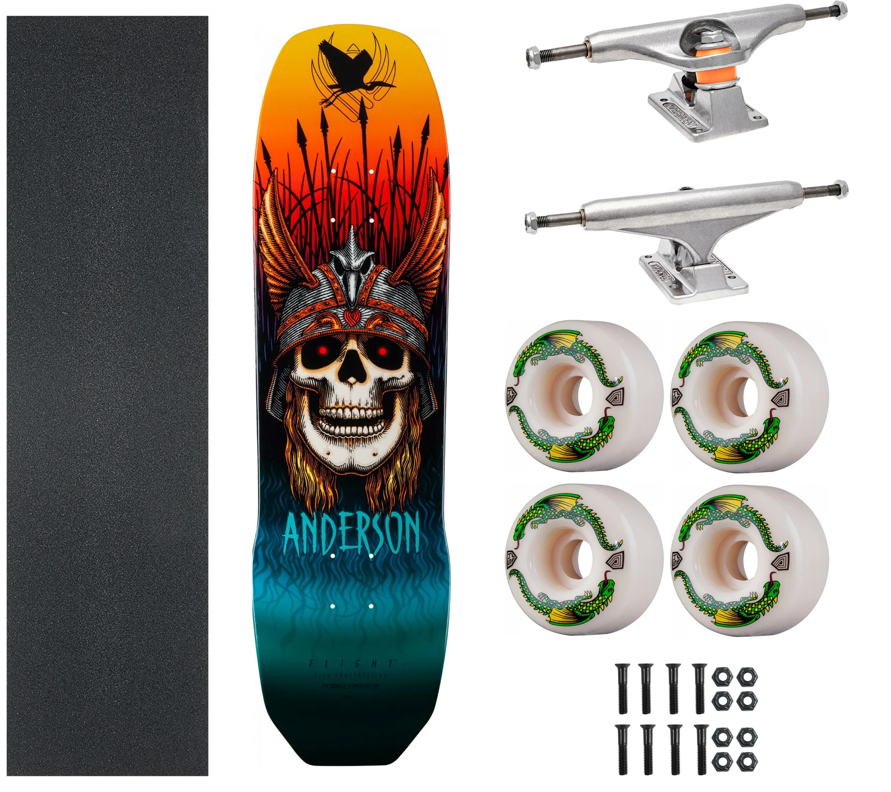 Powell Peralta Andy Anderson Flight 8.45" Skateboard Indy Trucks Dragon Wheels