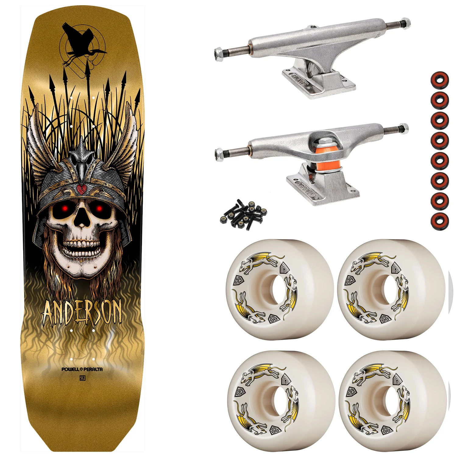 Powell Peralta Andy Anderson Maple 3 9.13" Skateboard Indy Trucks Dragon Wheels