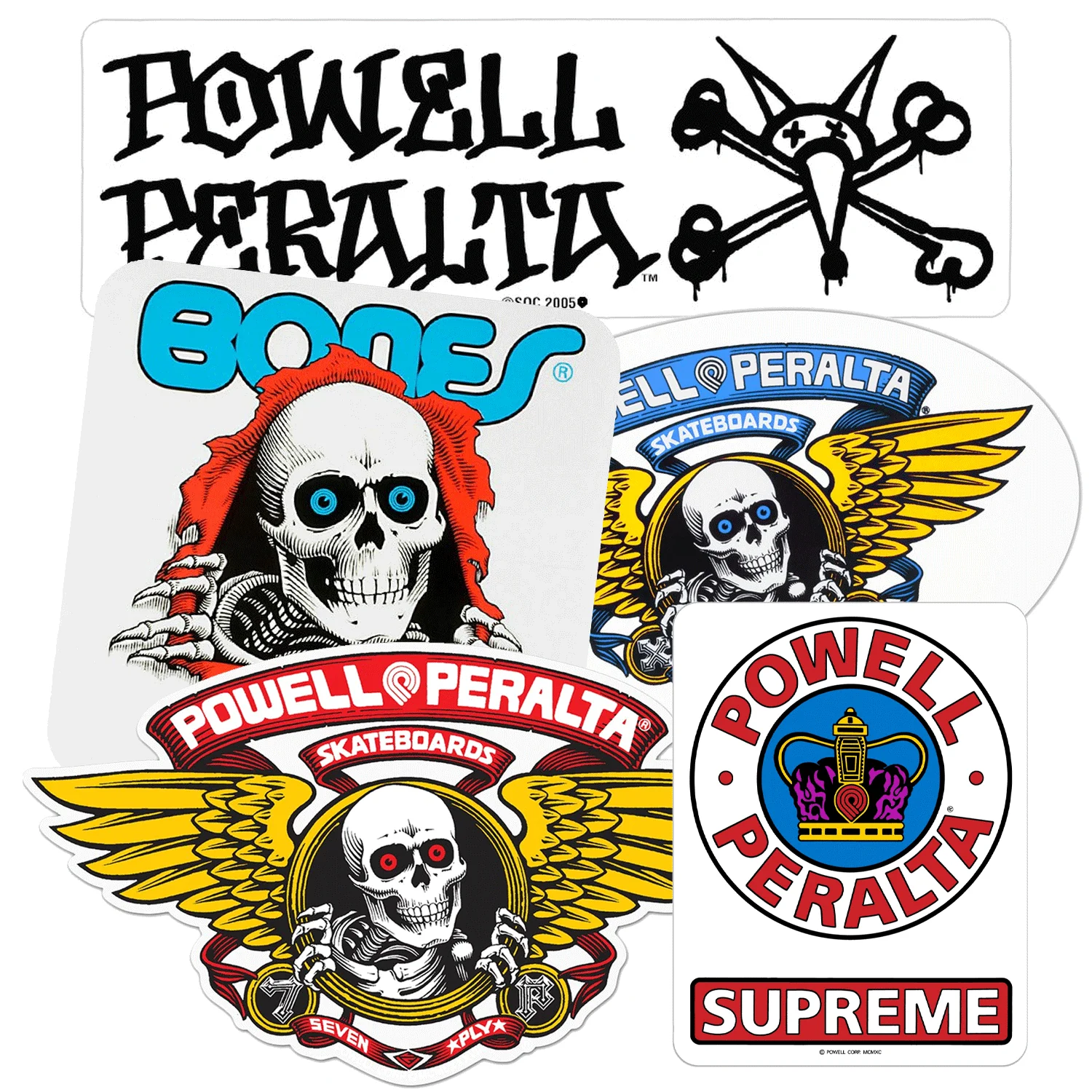 Powell Peralta Old School Sticker 5 Pack Ripper and Winged Ripper