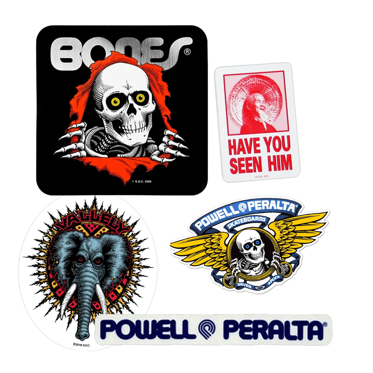 Powell Peralta Old School Sticker 5-Pack Winged Ripper Vallely Ripper