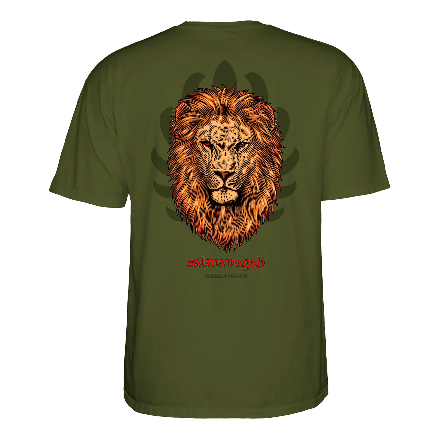 Powell Peralta Shirt Salman Agah Lion Military Green - Image 2