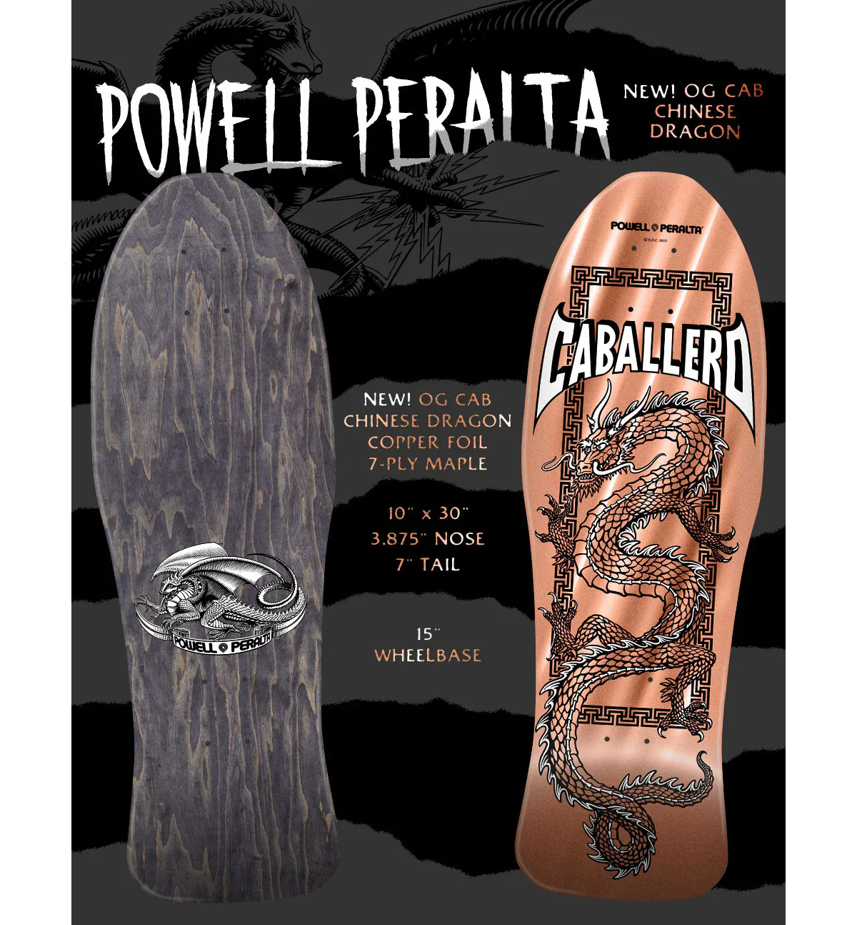 Powell Peralta Skateboard Cab Chinese Dragon Copper Foil / Independent/ Rat Bones Black - Image 6