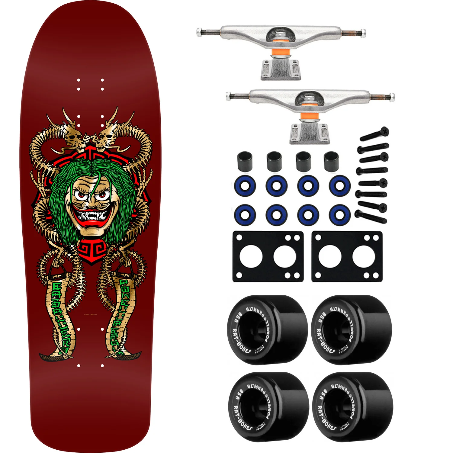 Powell Peralta Skateboard Caballero Mask Burgundy/Gold Foil / Independent / Rat Bones Black