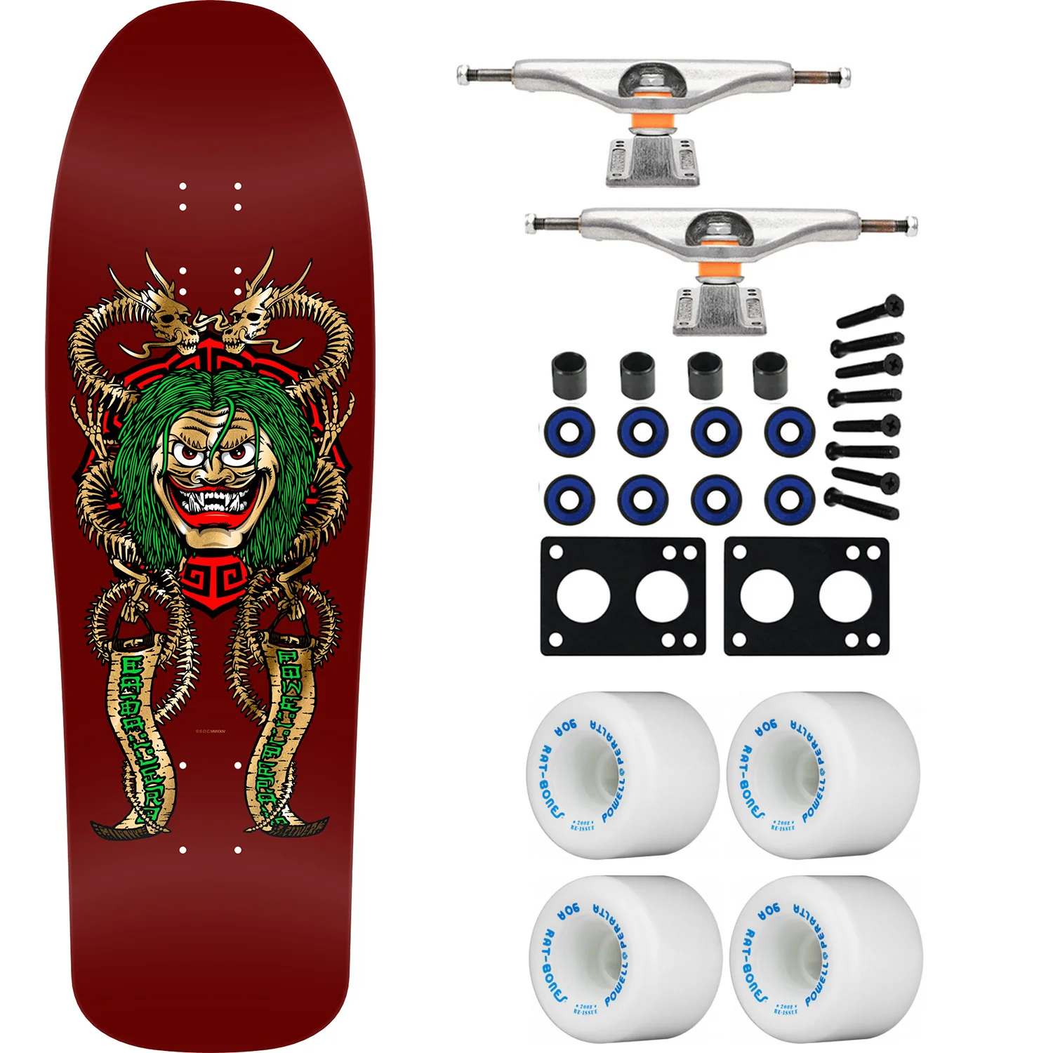 Powell Peralta Skateboard Caballero Mask Burgundy/Gold Foil / Independent / Rat Bones White