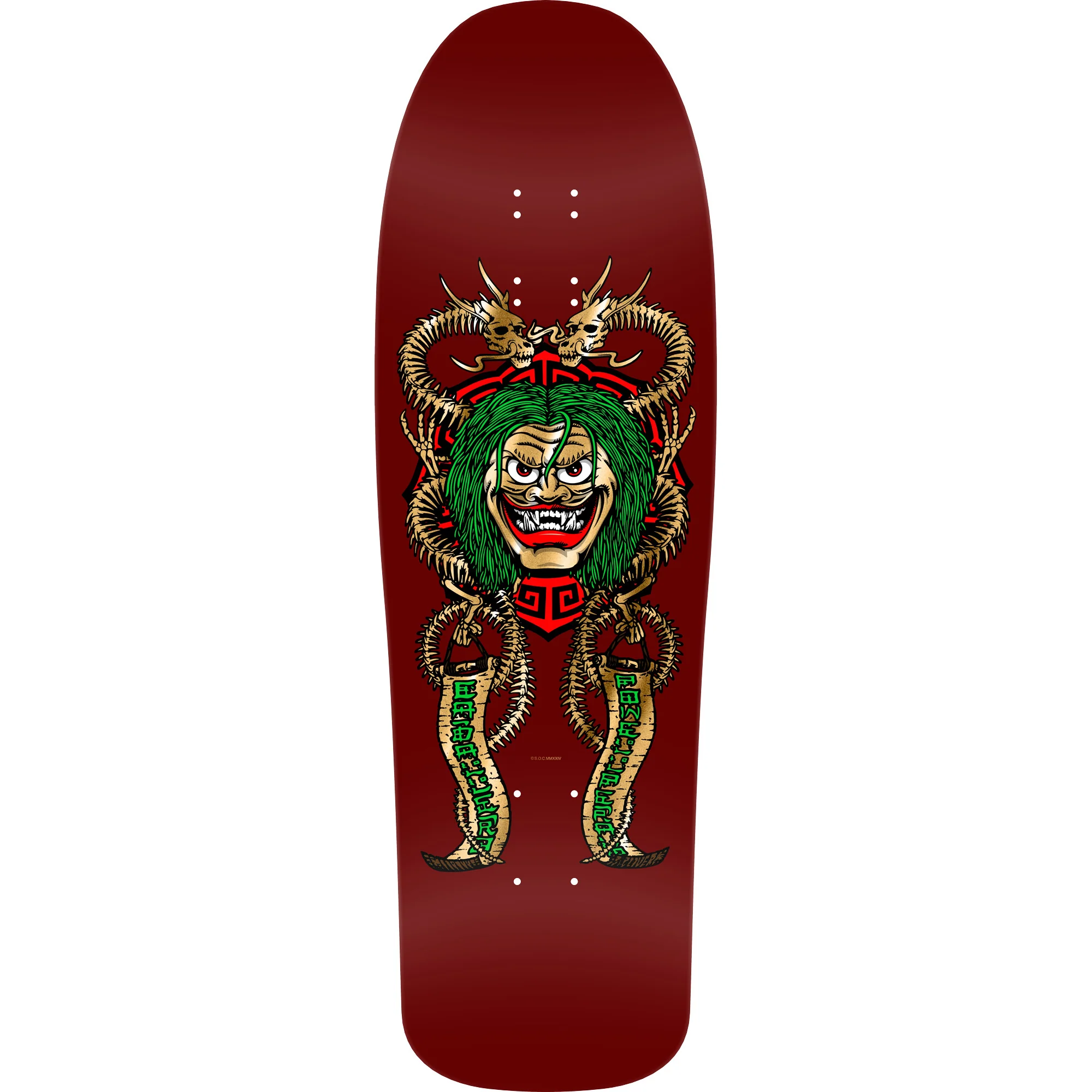 Powell Peralta Skateboard Caballero Mask Burgundy/Gold Foil / Independent / Rat Bones White - Image 4