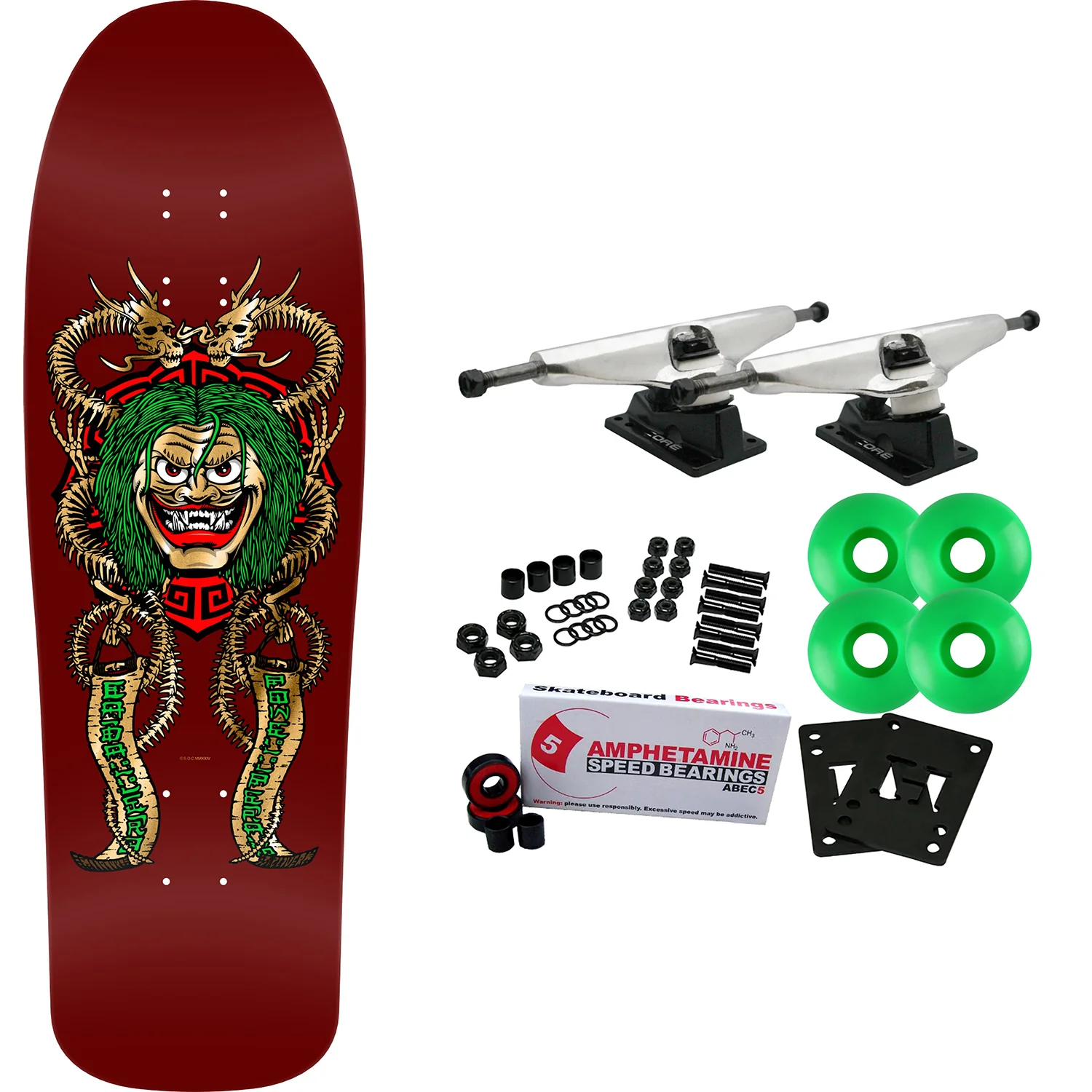 Powell Peralta Skateboard Complete Caballero Mask Burgundy/Gold Foil Old School Reissue