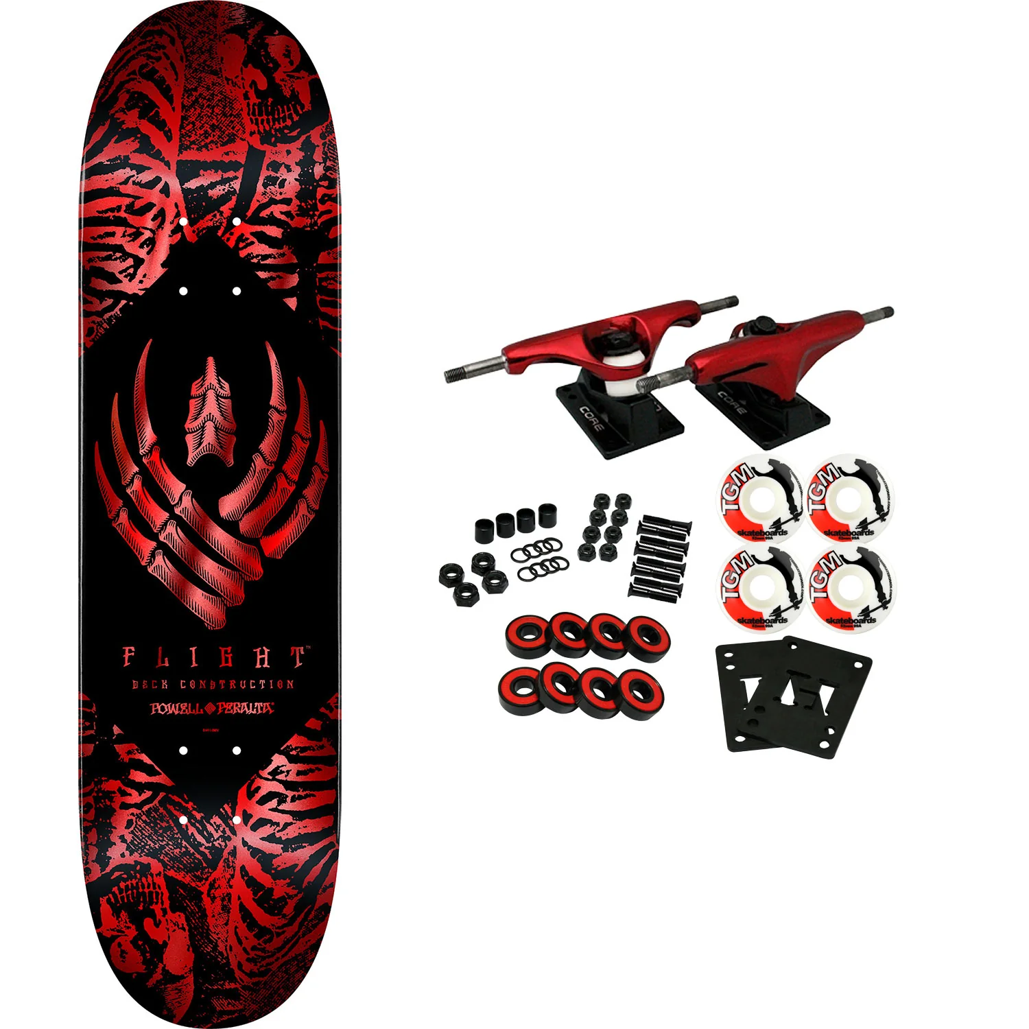 Powell Peralta Skateboard Complete Flight 243W Skeleton Red Foil 8.38" x 32.08"