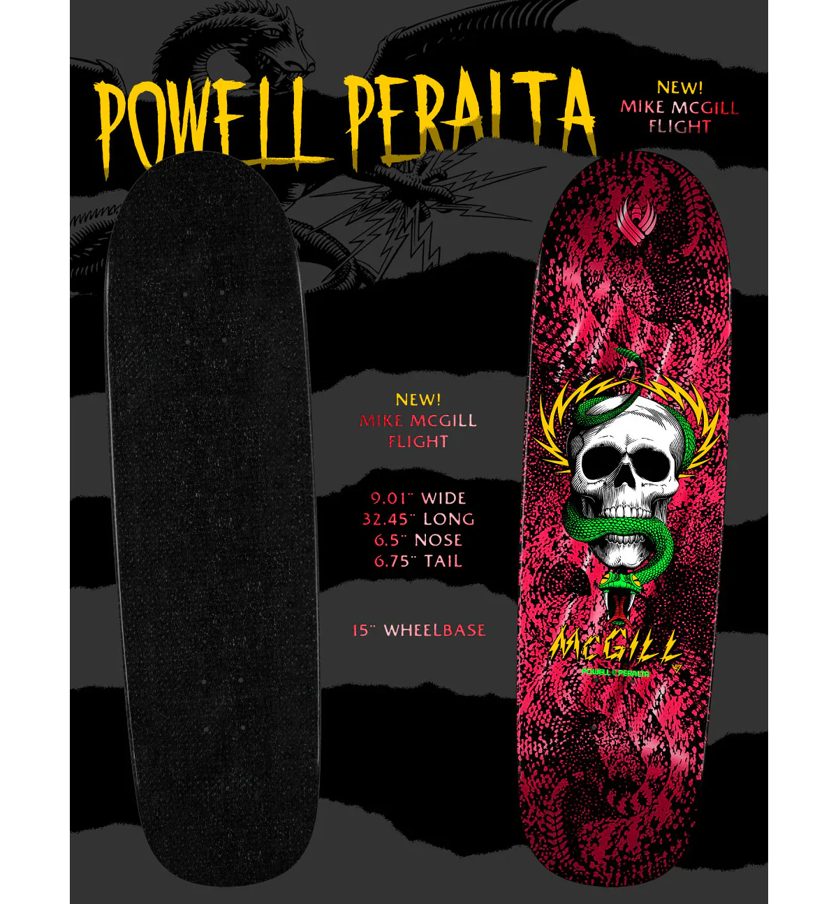 Powell Peralta Skateboard Complete Flight Mike McGill Skull and Snake 9.0" x 32.45" - Image 3