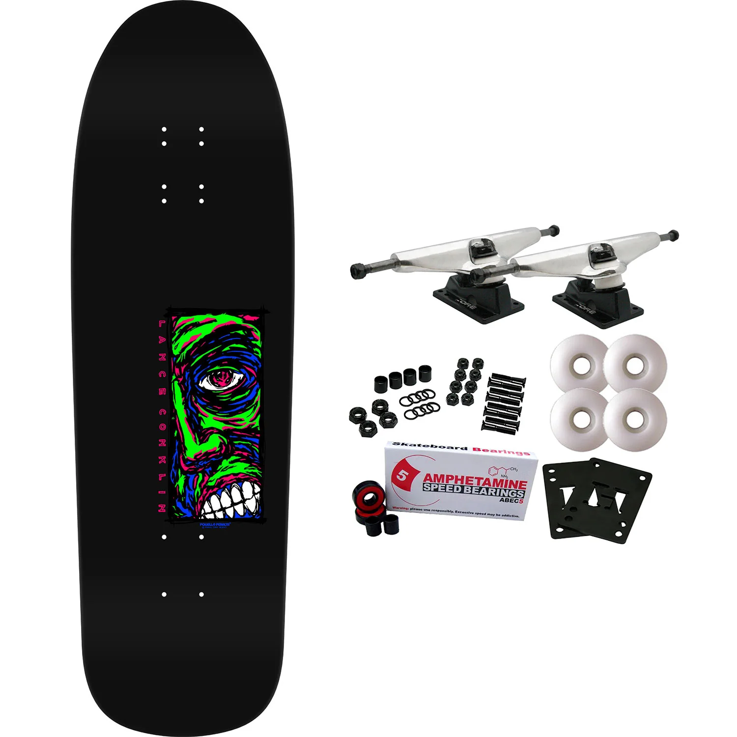 Powell Peralta Skateboard Complete Lance Conklin Face Blacklight Old School Reissue