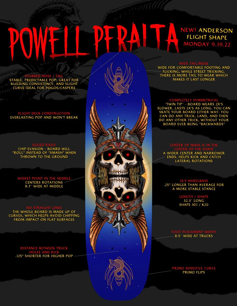 Powell Peralta Skateboard Complete Pro Flight Andy Anderson Heron 2 Egg 8.7" - Image 2