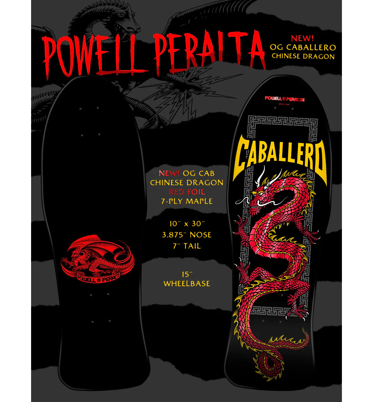 Powell Peralta Skateboard Complete Steve Caballero Chinese Dragon Red Foil Old School Reissue - Image 6
