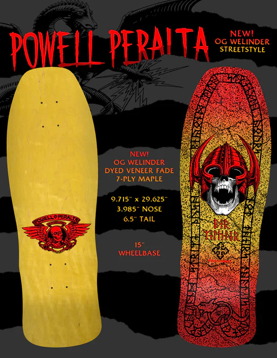 Powell Peralta Skateboard Complete Welinder Classic Red/Yellow Old School Reissue - Image 6