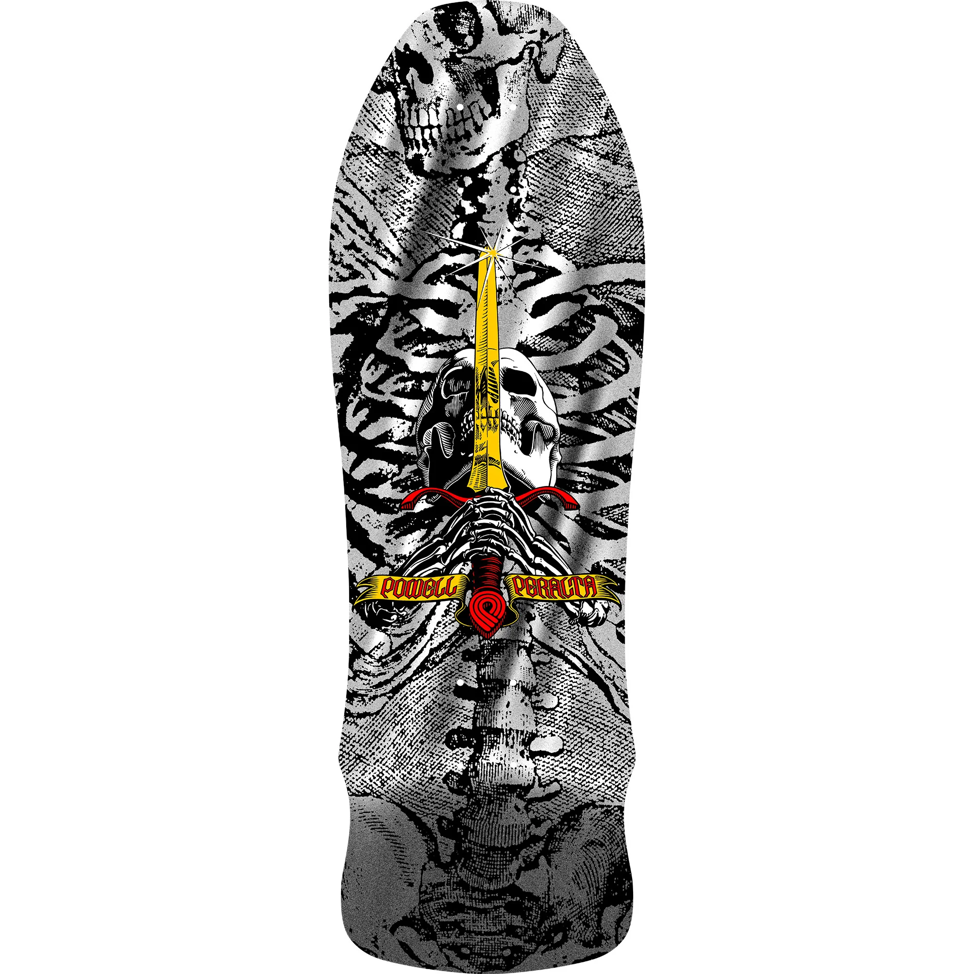 Powell Peralta Skateboard Deck Geegah Skull and Sword Silver Foil Old School Reissue