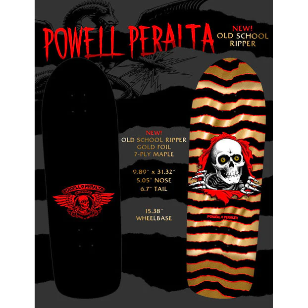 Powell Peralta Skateboard Deck Old School Ripper Gold Foil Old School Reissue - Image 3
