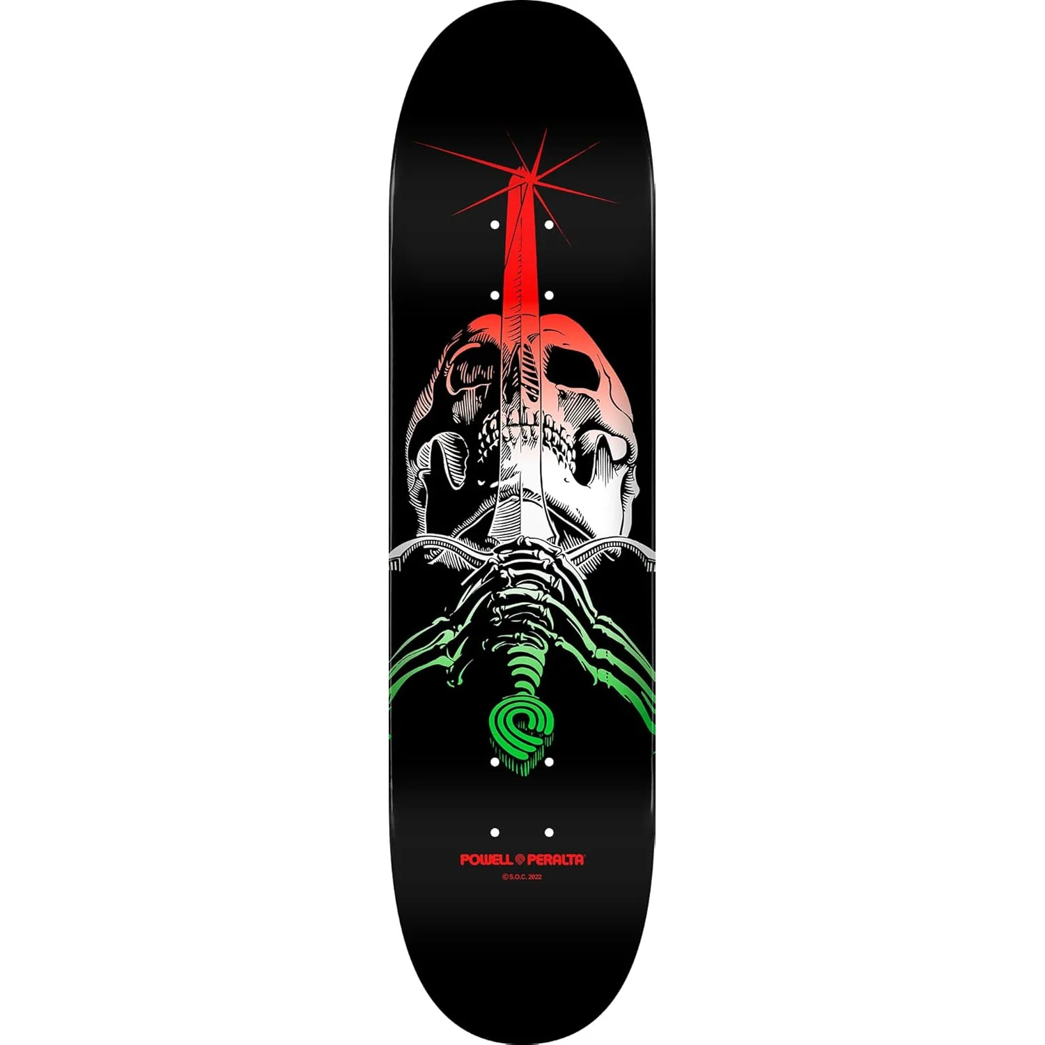 Powell Peralta Skateboard Deck Skull and Sword Green Fade 8.25" x 31.95"