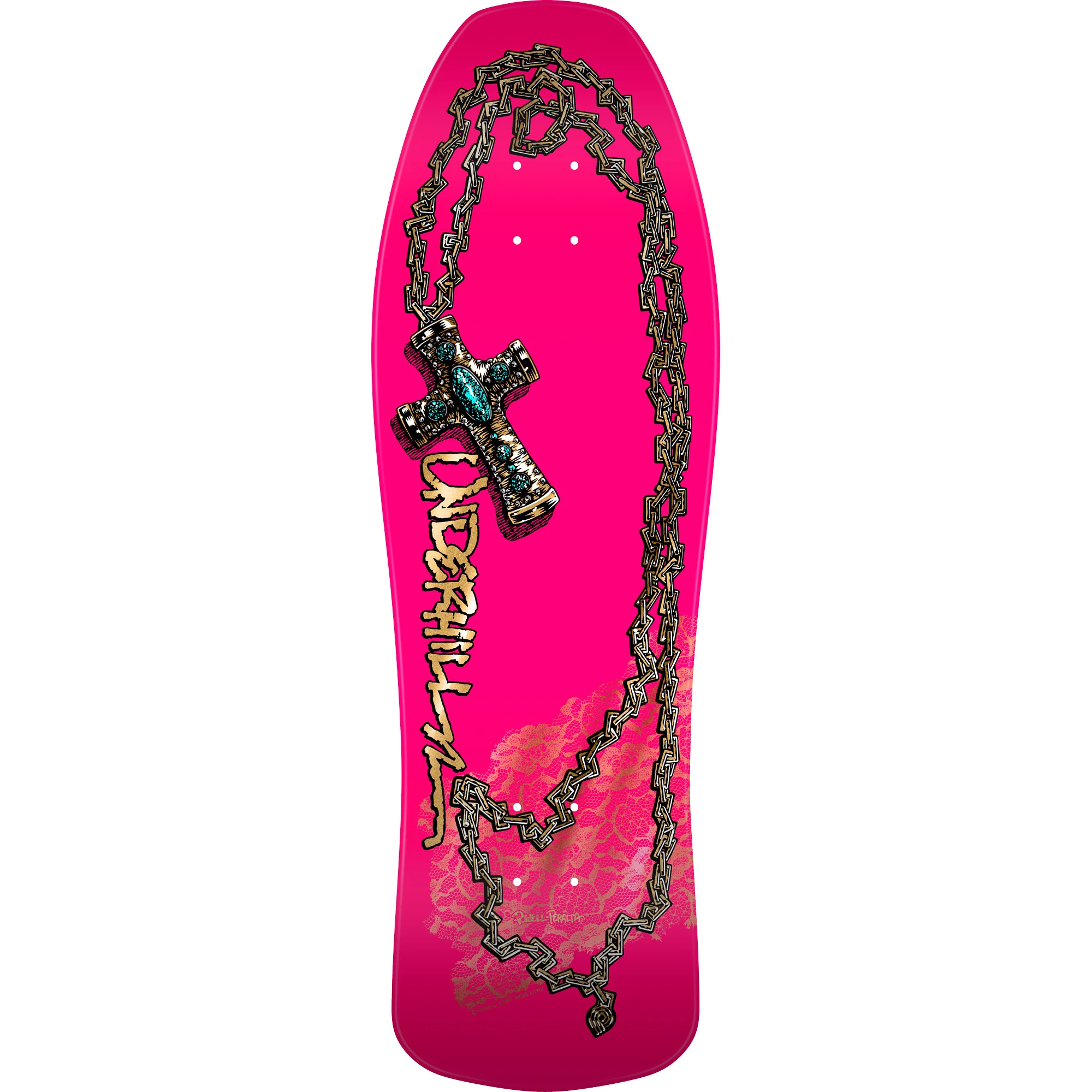 Powell Peralta Skateboard Deck Underhill Cross Pink Foil Old School Reissue