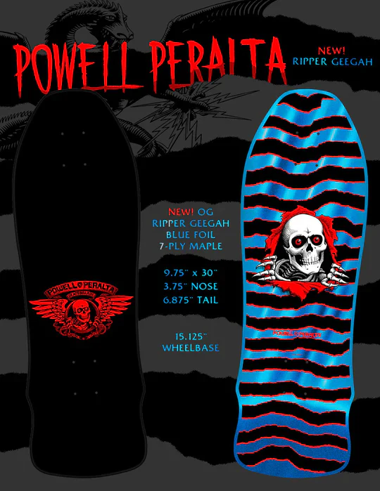 Powell Peralta Skateboard Geegah Ripper Blue Foil / Independent / Rat Bones Black - Image 6