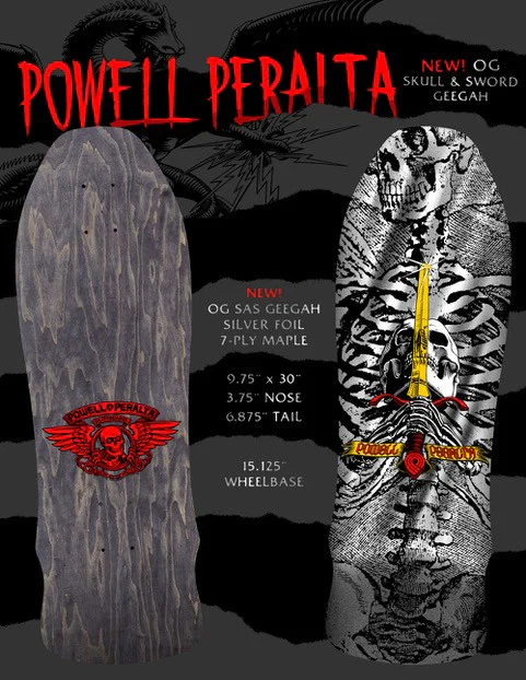 Powell Peralta Skateboard Geegah Skull and Sword Silver Foil / Independent/ Rat Bones Black - Image 6
