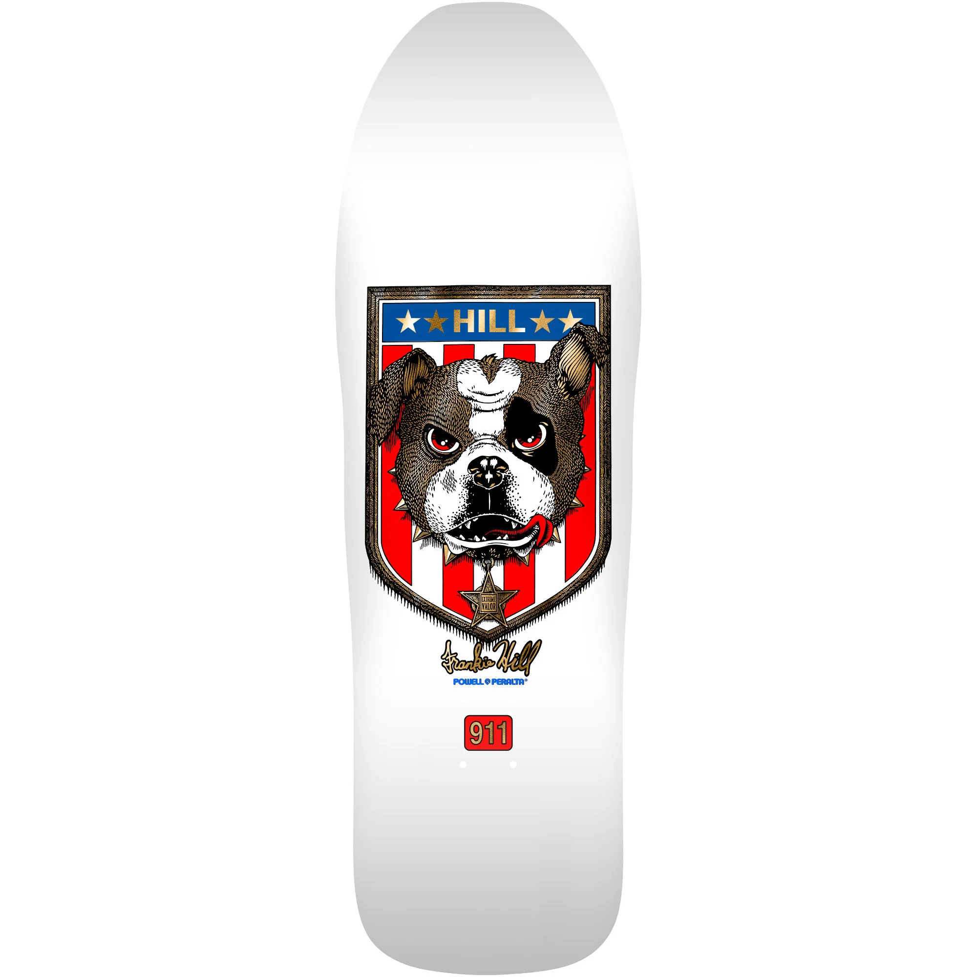 Powell Peralta Skateboard Hill Bulldog White/Gold Foil / Independent/ Rat Bones Black - Image 4