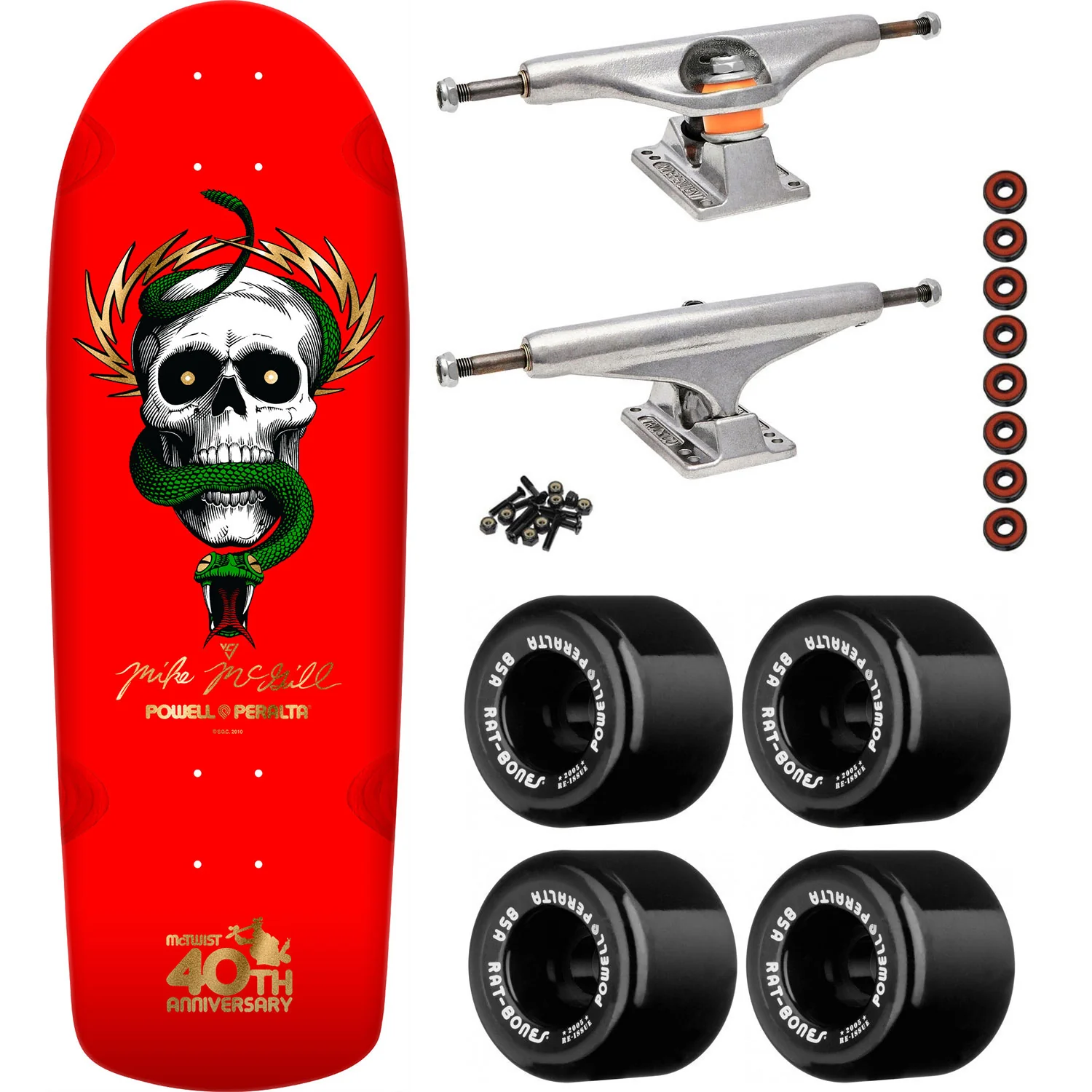 Powell Peralta Skateboard McGill McTwist 40th Red/Gold Foil / Independent/ Rat Bones Black