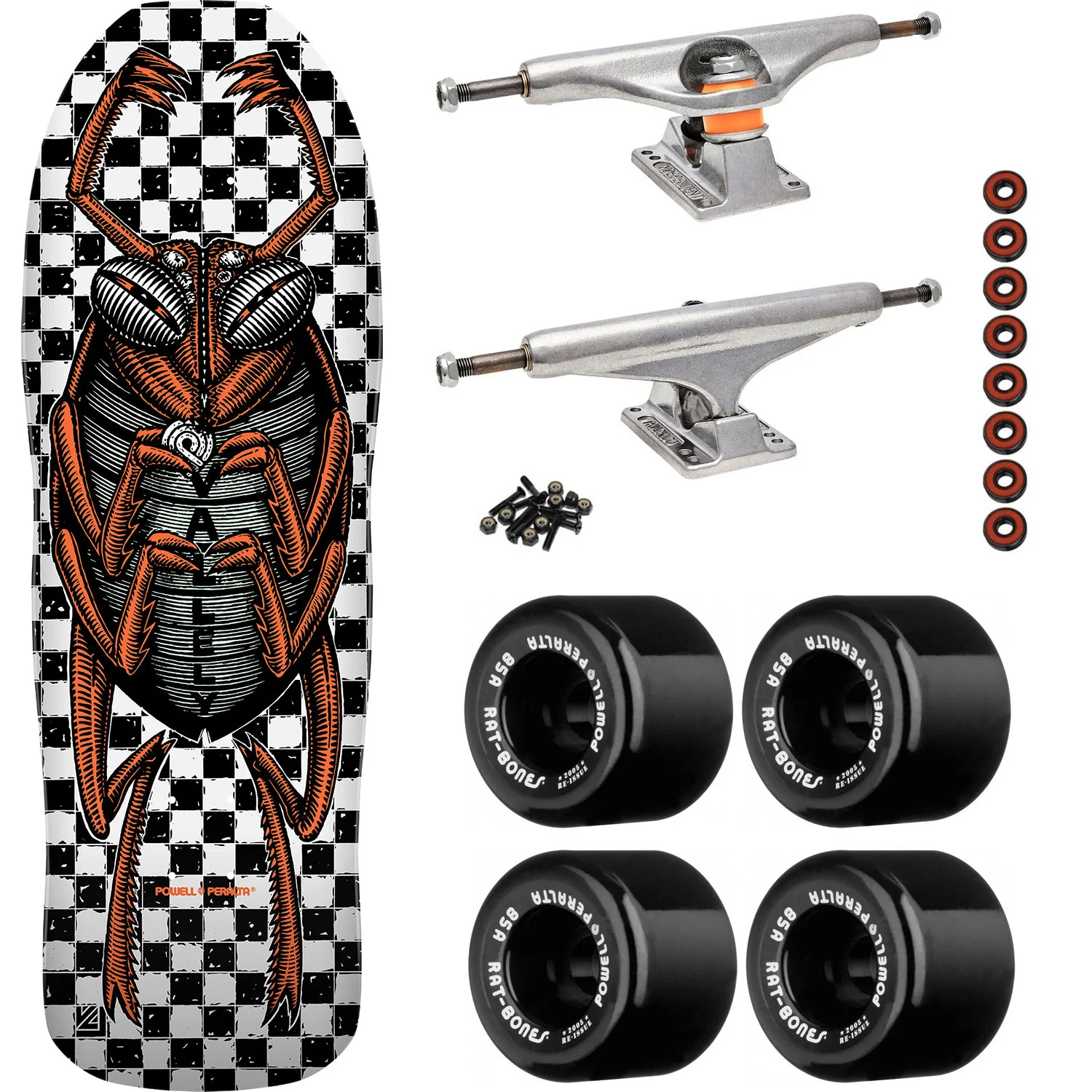 Powell Peralta Skateboard Mike Vallely Bug White / Independent/ Rat Bones Black