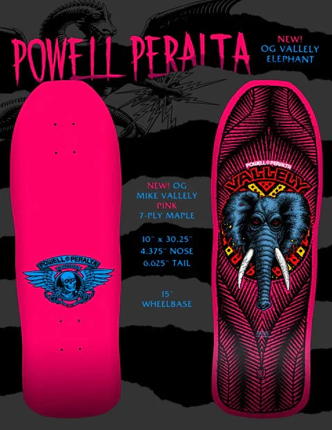 Powell Peralta Skateboard Mike Vallely Elephant Pink / Independent/ Rat Bones White - Image 6