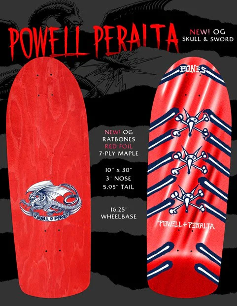 Powell Peralta Skateboard OG Rat Bones Red Foil / Independent/ Rat Bones White - Image 6
