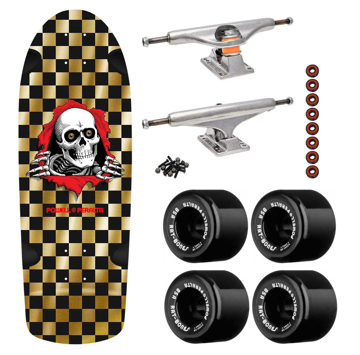Powell Peralta Skateboard OG Ripper Checker Gold Foil / Independent/ Rat Bones Black