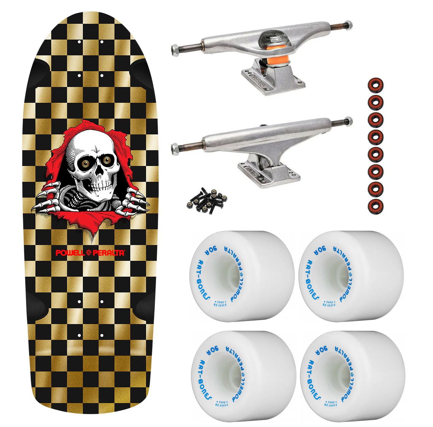 Powell Peralta Skateboard OG Ripper Checker Gold Foil / Independent/ Rat Bones White