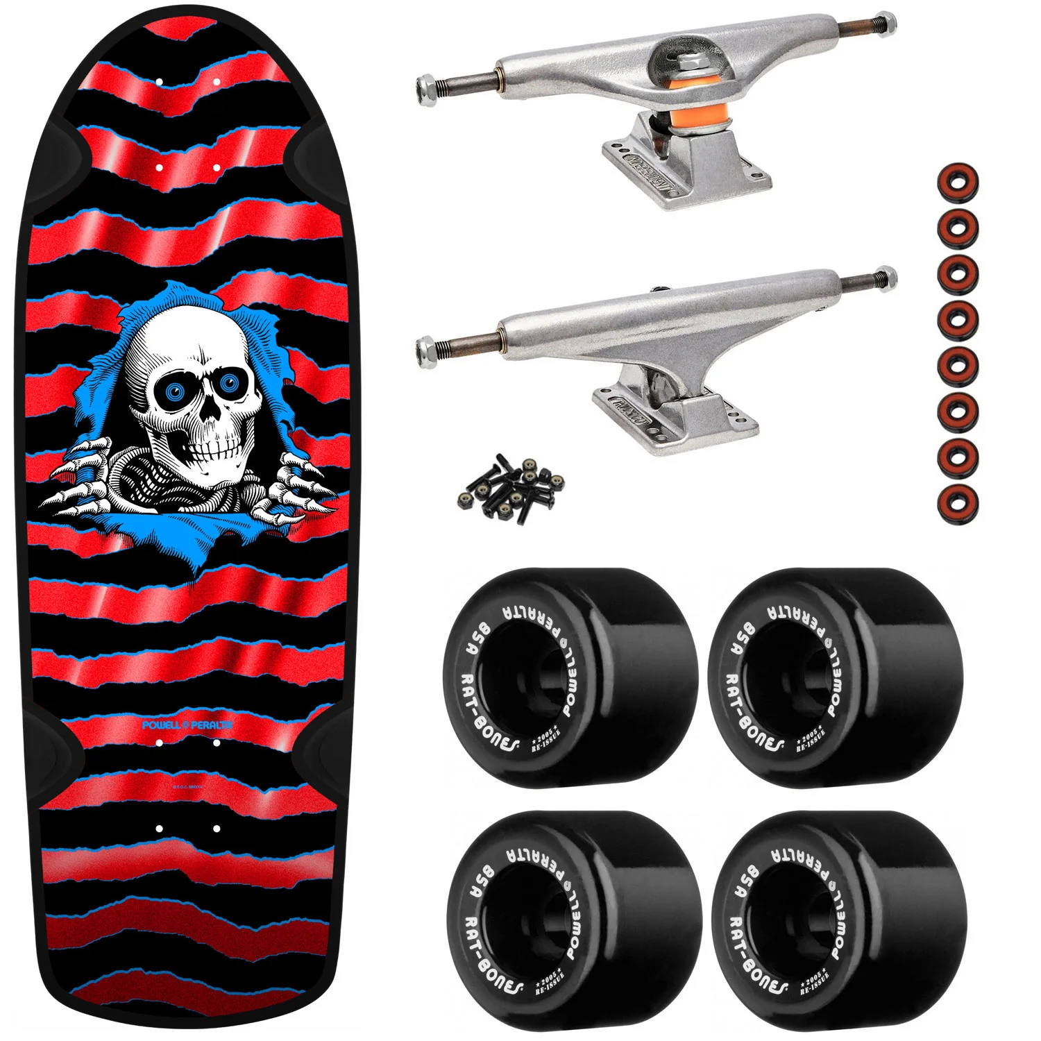Powell Peralta Skateboard OG Ripper Red Foil / Independent/ Rat Bones Black