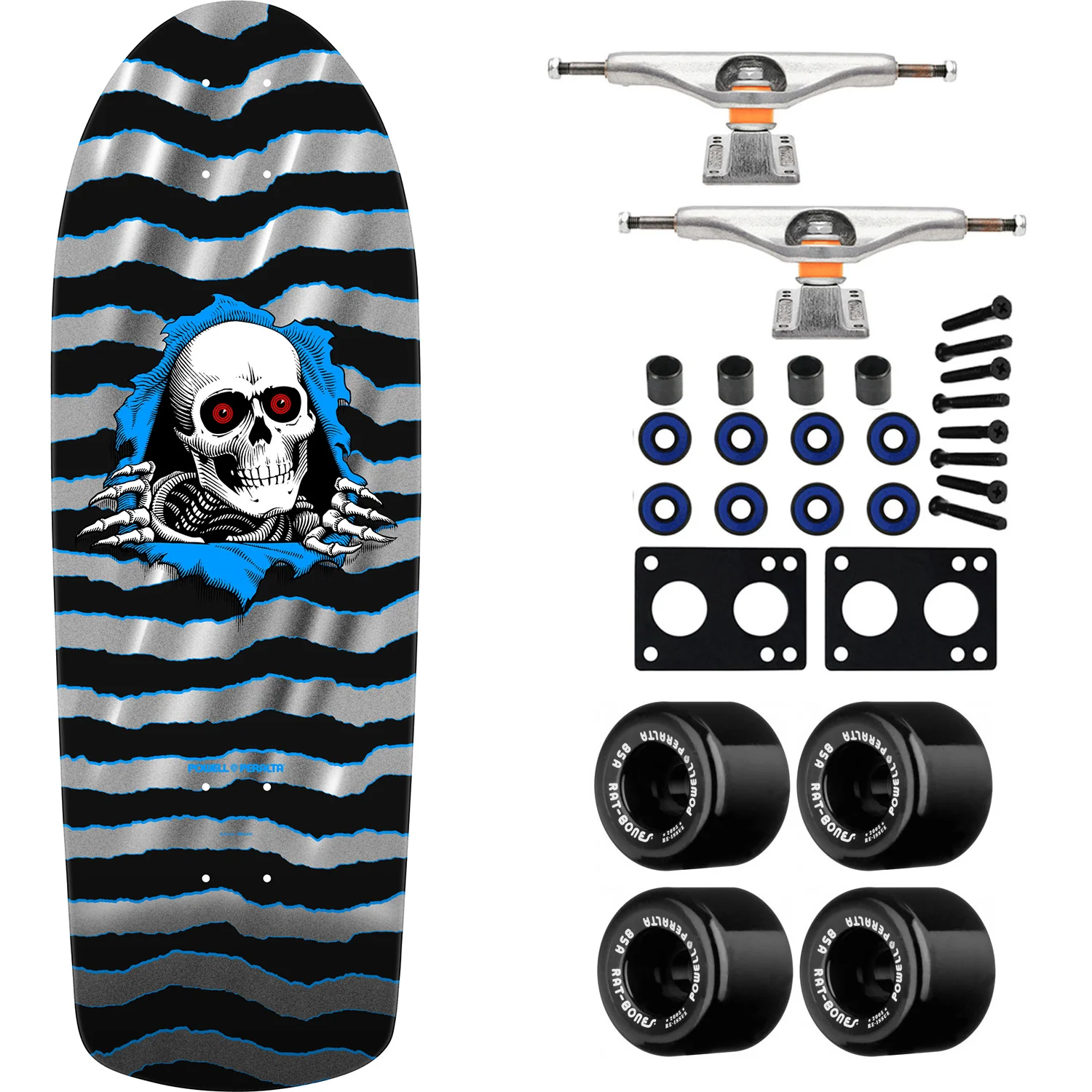 Powell Peralta Skateboard OG Ripper Silver Foil / Independent/ Rat Bones Black