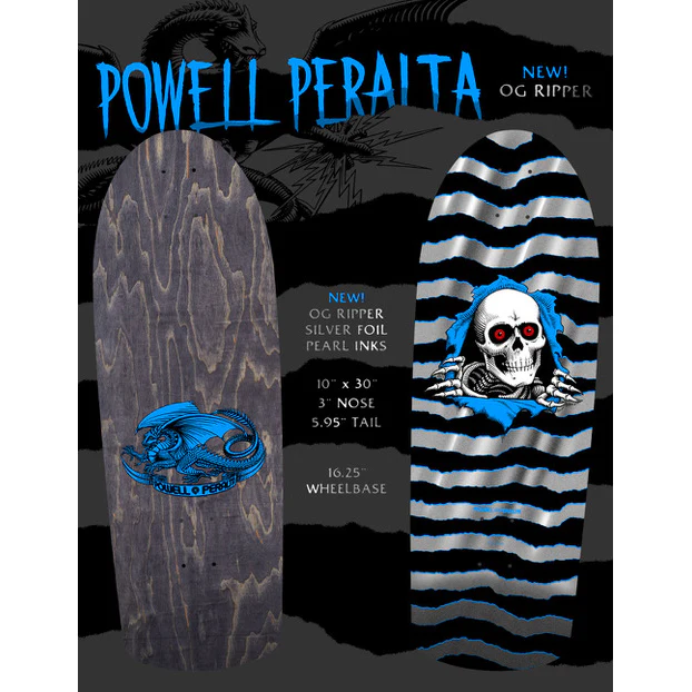 Powell Peralta Skateboard OG Ripper Silver Foil / Independent/ Rat Bones Black - Image 6