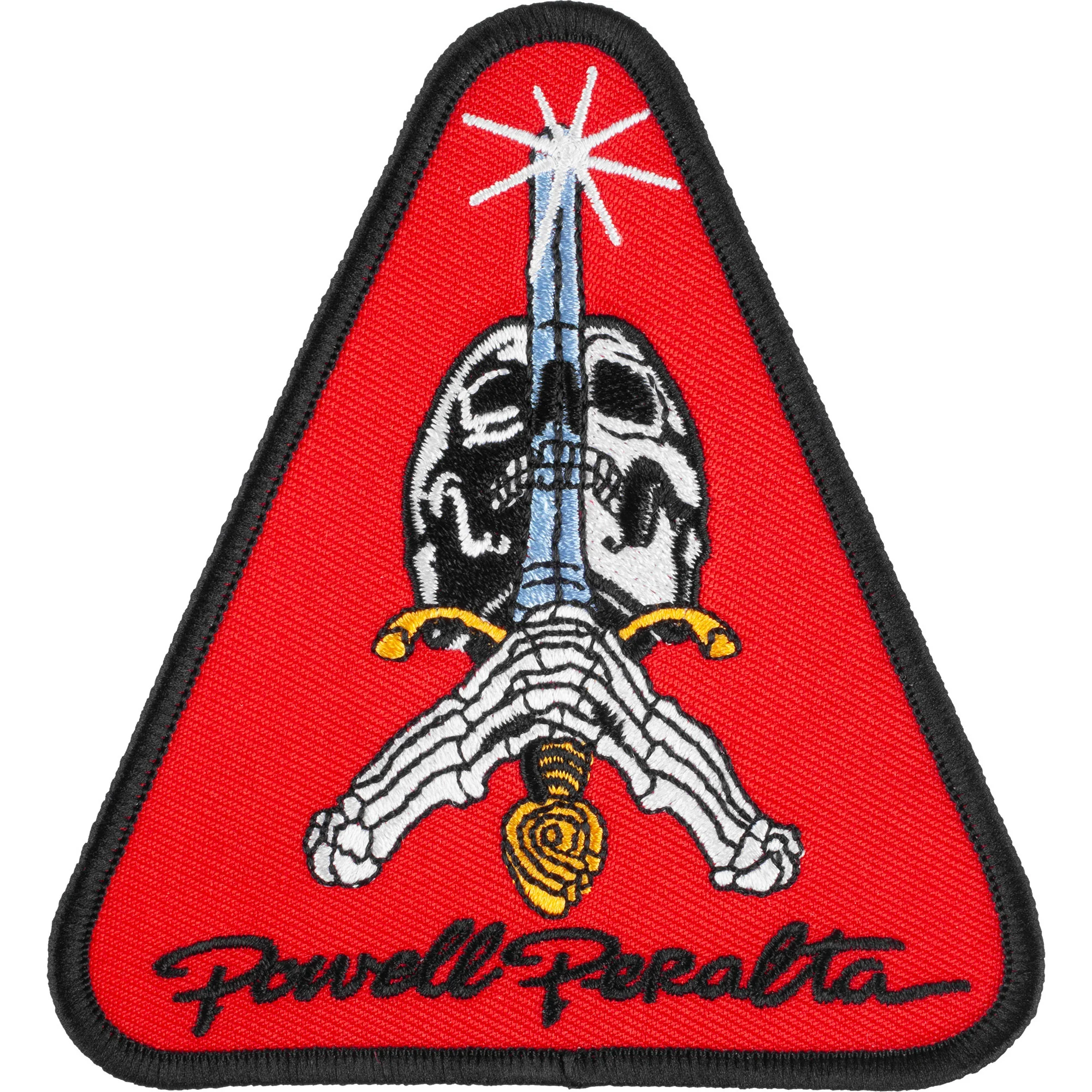 Powell Peralta Skateboard Patch Skull and Sword Red 4.5" Embroidered Iron /Sew On