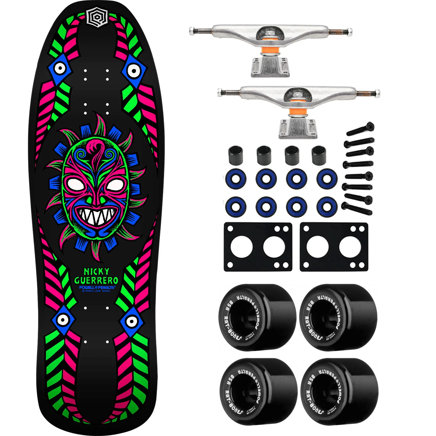 Powell Peralta Skateboard Nicky Guerrero Mask Blacklight / Independent / Rat Bones Green