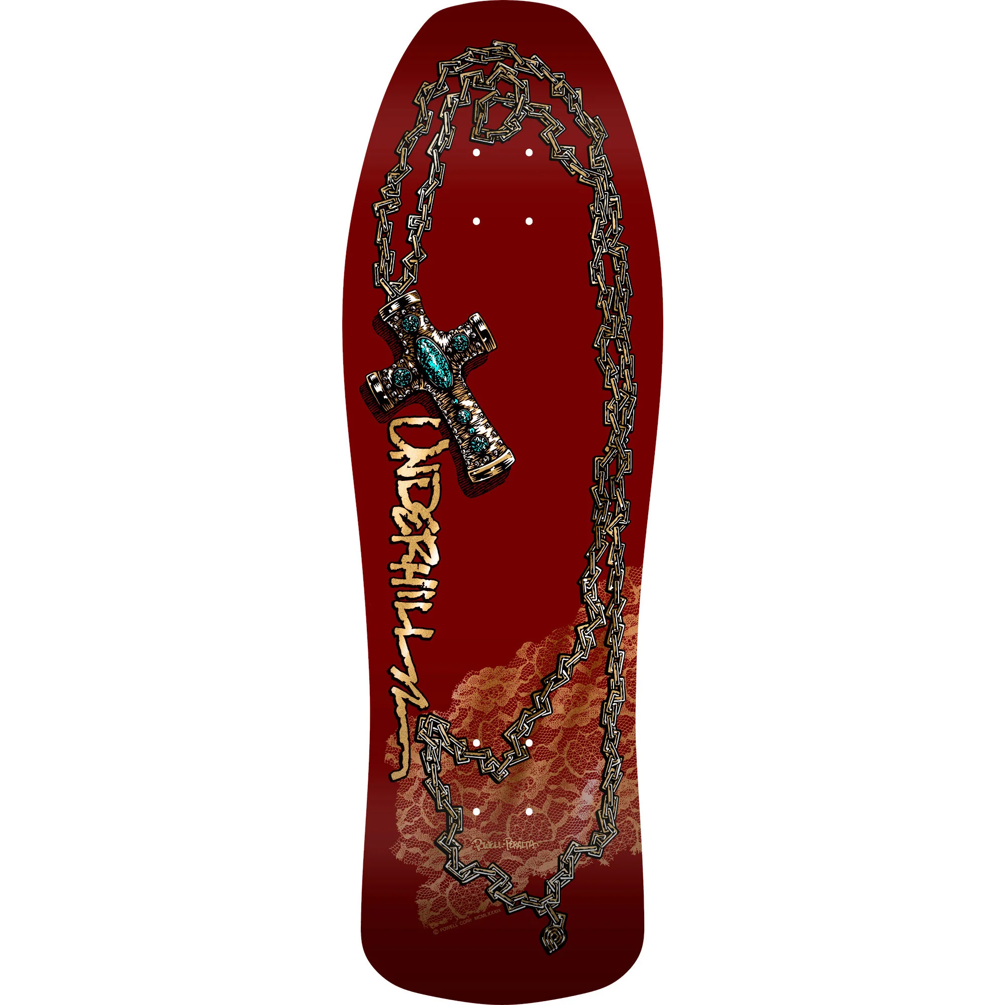Powell Peralta Skateboard Ray Underhill Cross Burgundy/Gold Foil / Independent / Rat Bones Green - Image 5