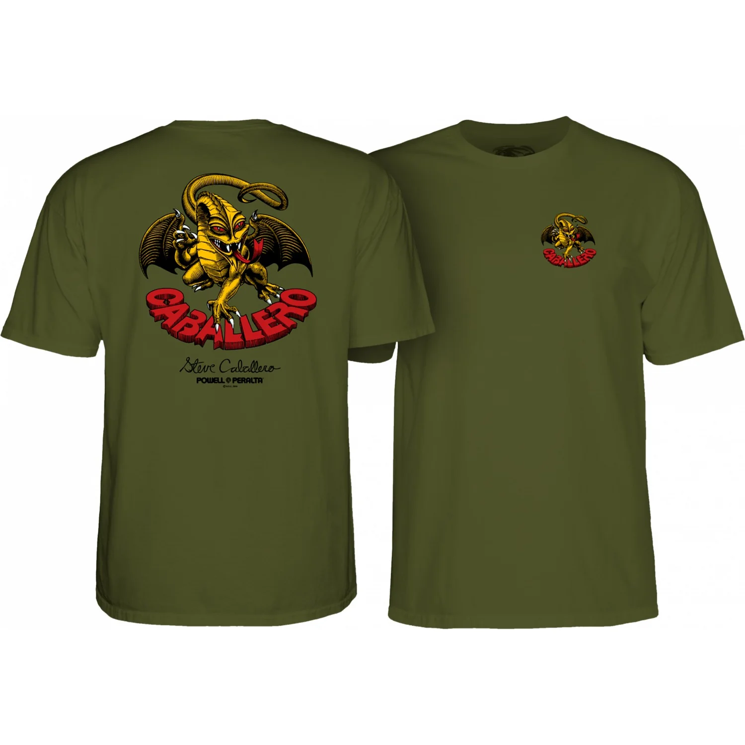 Powell Peralta Skateboard Shirt Cab Dragon II Military Green