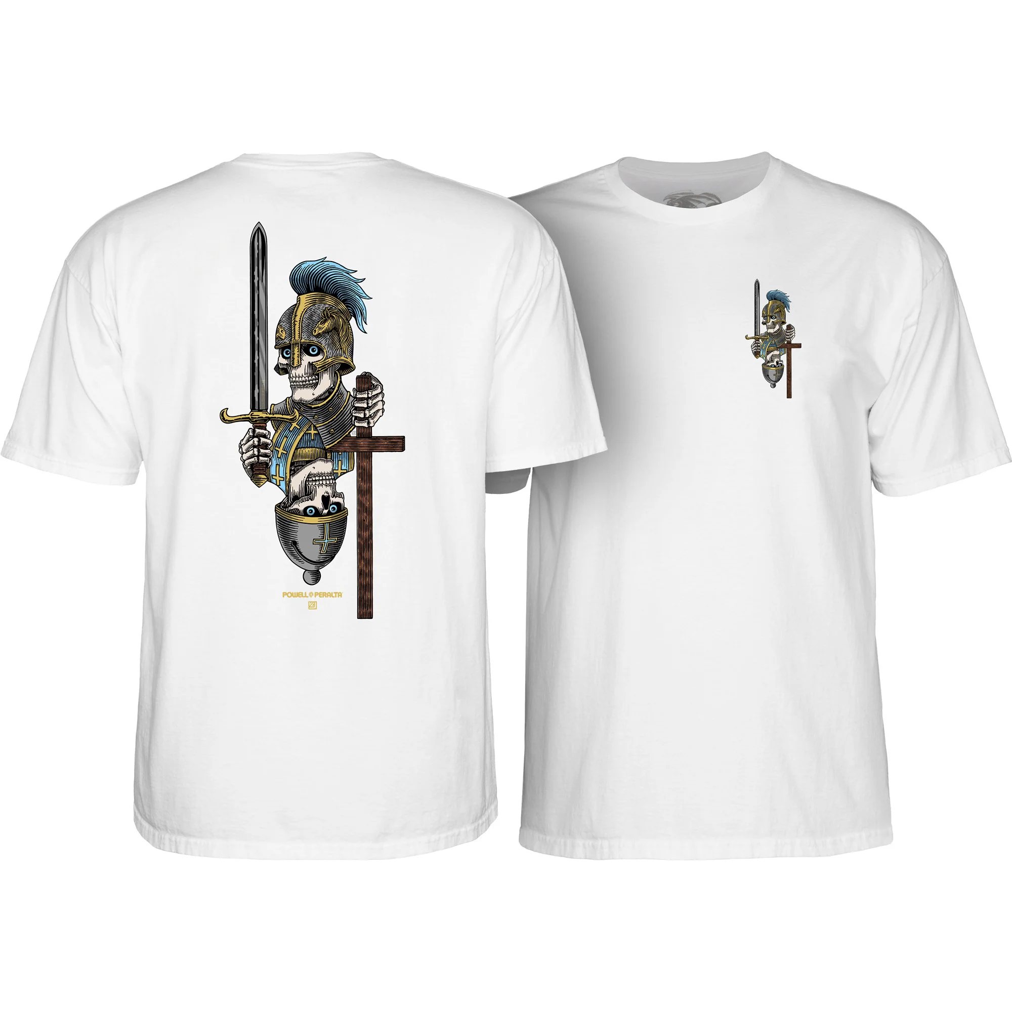 Powell Peralta Skateboard Shirt Dan Corrigan Chess Skulls White