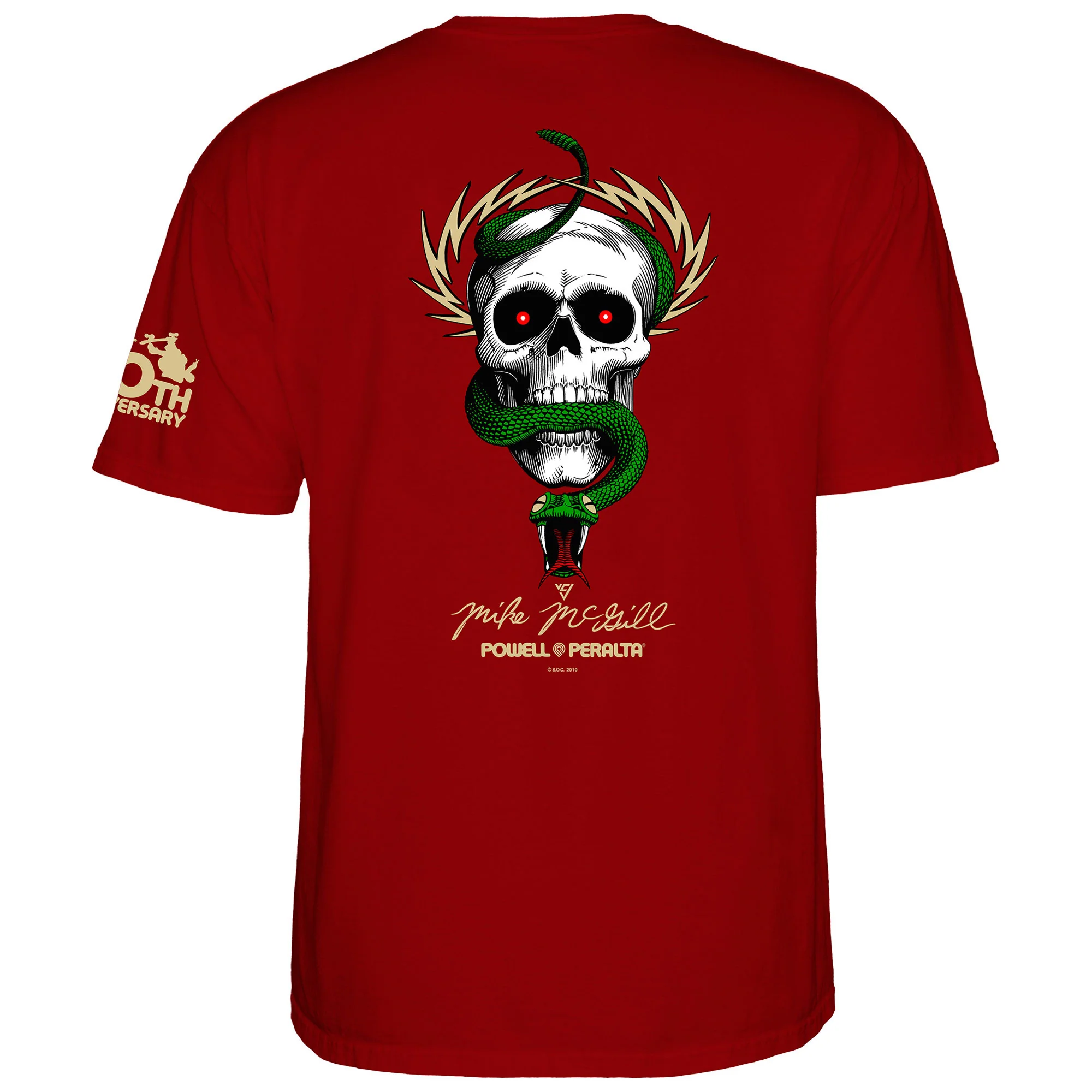Powell Peralta Skateboard Shirt McGill Skull and Snake 40th Anniversary Garnet - Image 2