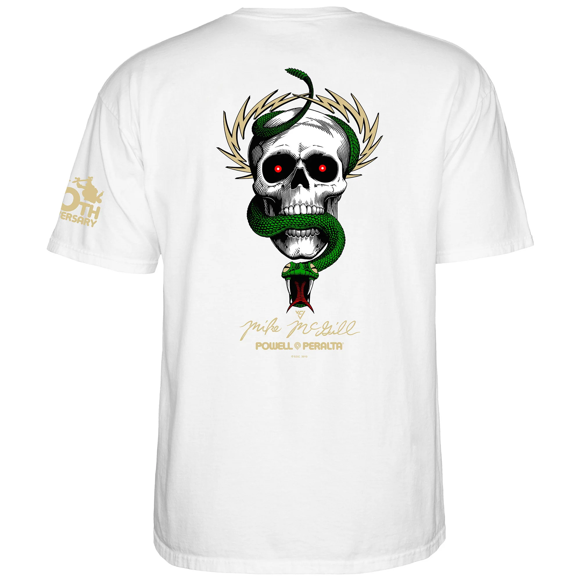 Powell Peralta Skateboard Shirt McGill Skull and Snake 40th Anniversary White - Image 3