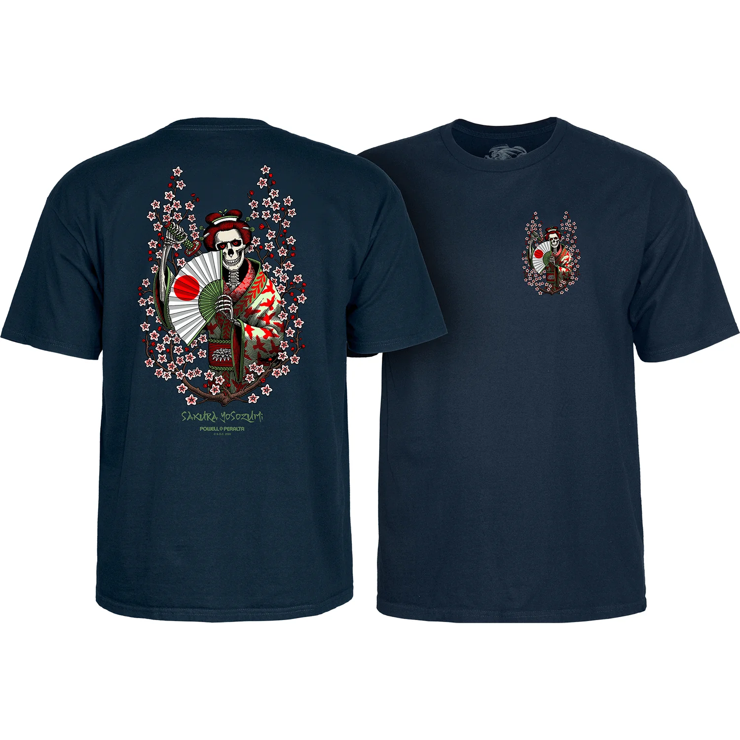 Powell Peralta Skateboard Shirt Sakura Yosozumi Navy