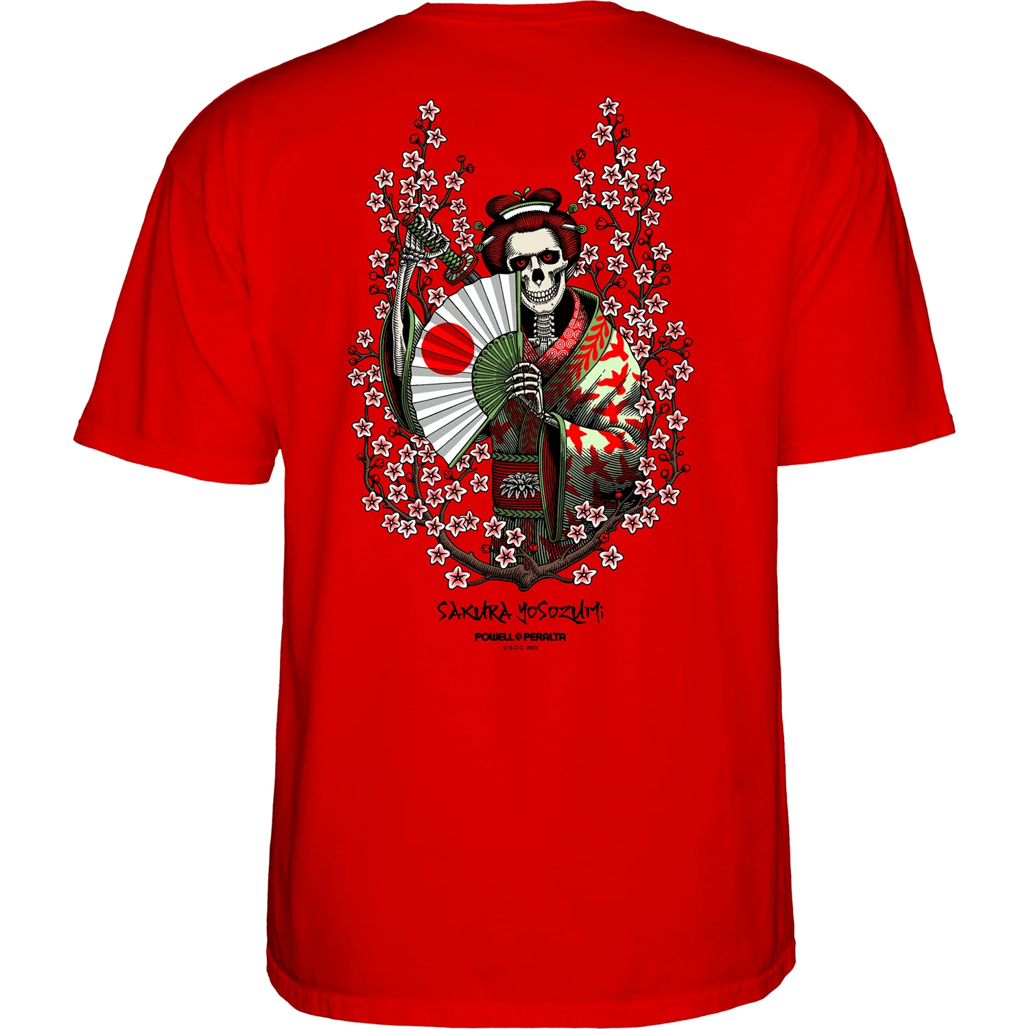 Powell Peralta Skateboard Shirt Sakura Yosozumi Red - Image 2