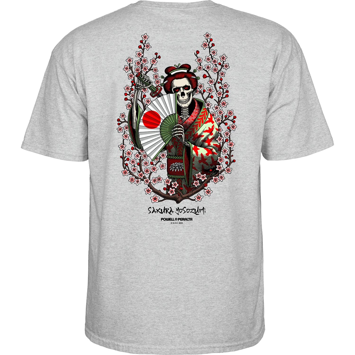 Powell Peralta Skateboard Shirt Sakura Yosozumi Sport Grey - Image 2