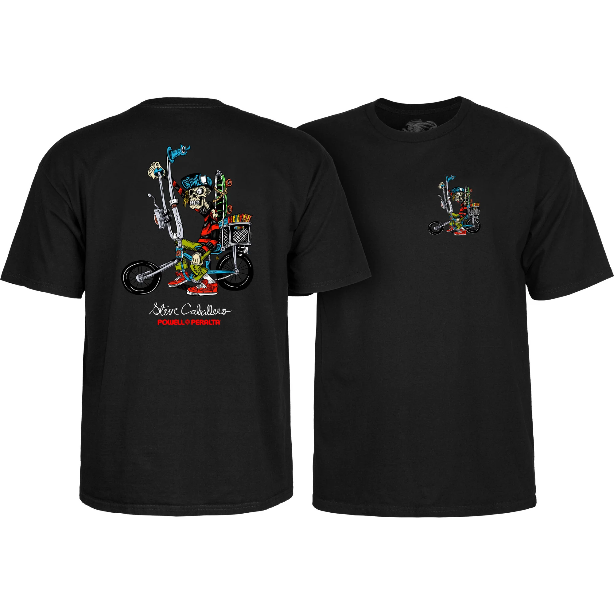 Powell Peralta Skateboard Shirt Steve Caballero Chopper Bike Black