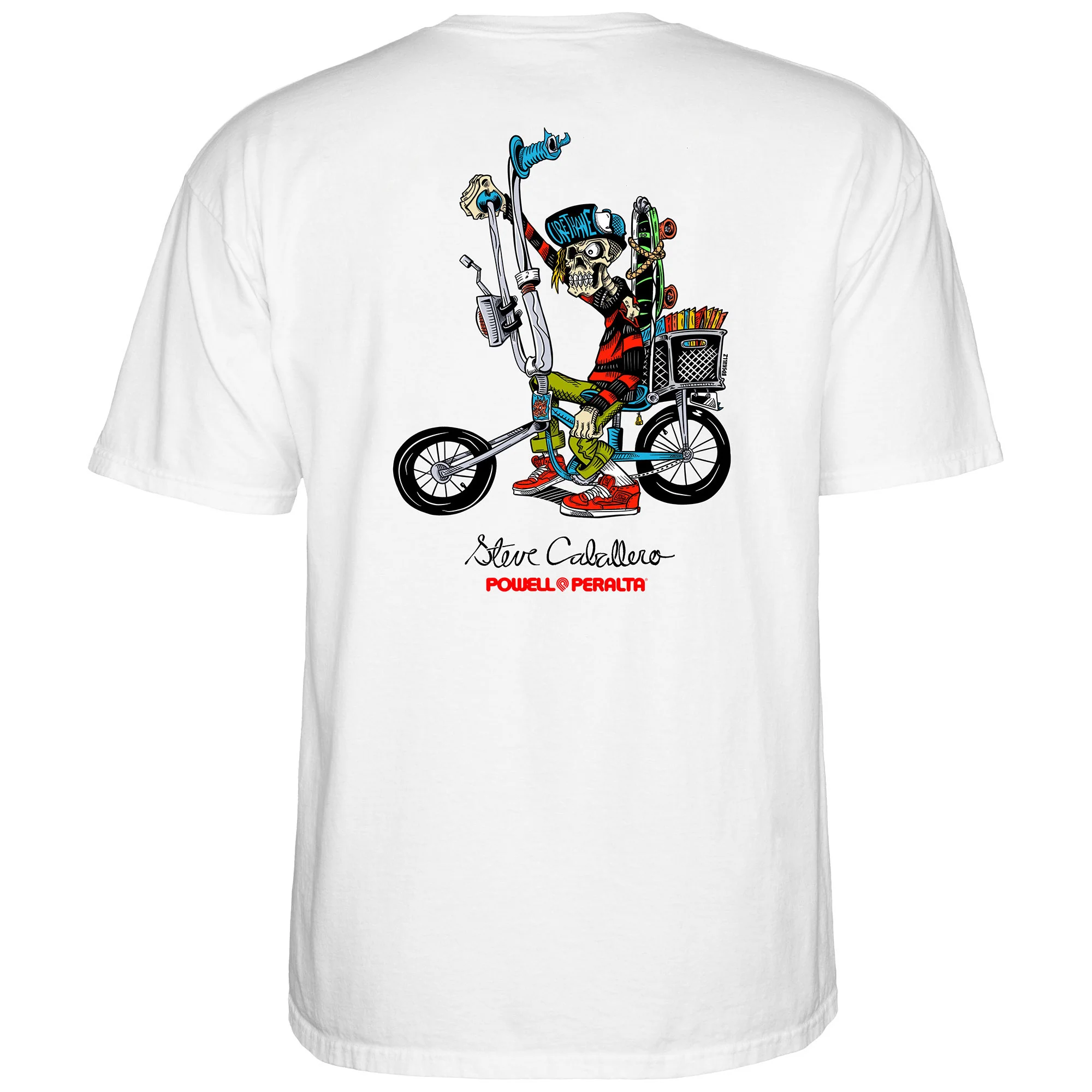 Powell Peralta Skateboard Shirt Steve Caballero Chopper Bike White - Image 2